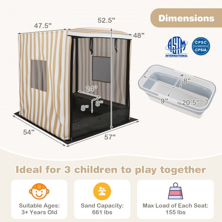 Wooden Sandbox with Canopy for Children 3+ Years Old