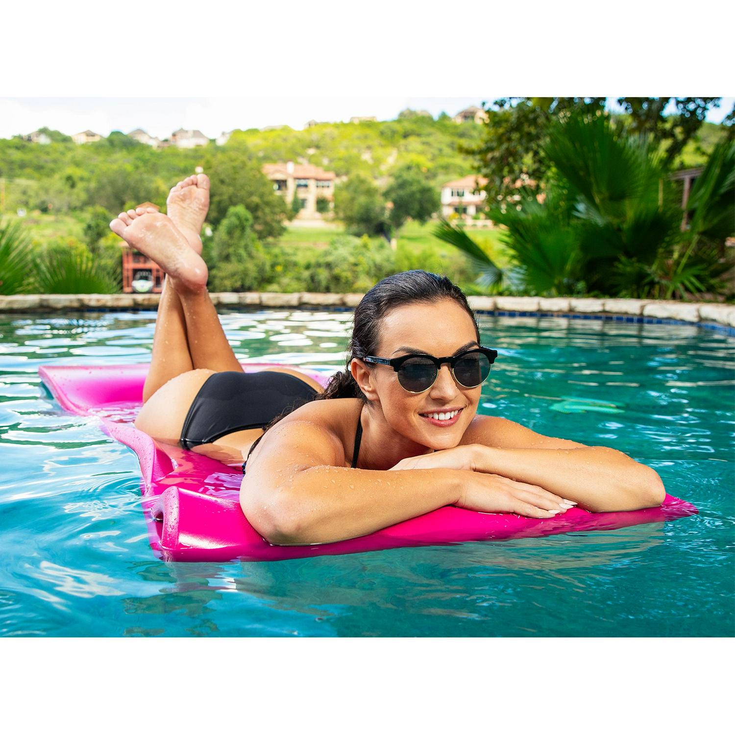 Pool Central Texas Rec Super Soft Flamingo Pink Swimming Pool Float with Headrest