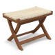 Folding Natural Rattan Ottoman with Hand-woven Seat