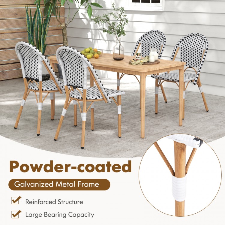 French Bistro Chair Set of 2 with Galvanized Metal Framex