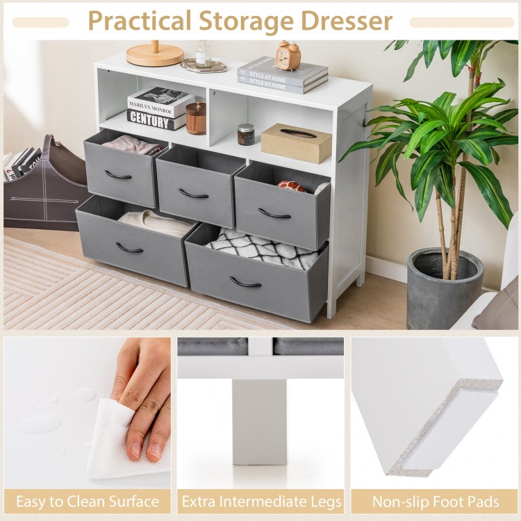 Fabric Dresser with 5 Drawers for Bedroom