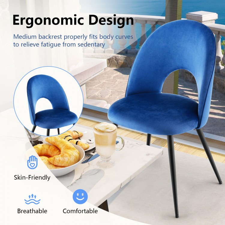 Dining Chair Set of 2 with Metal Base and Adjustable Pads