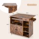 Rolling Kitchen Island Cart with Drop Leaf and Wine Rack