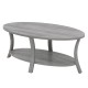 Oval Coffee Table 2-Tier Center Table with Storage Shelf