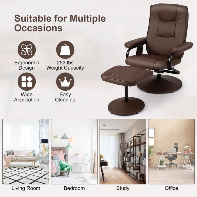 360°Swivel Massage Recliner Chair with Ottoman