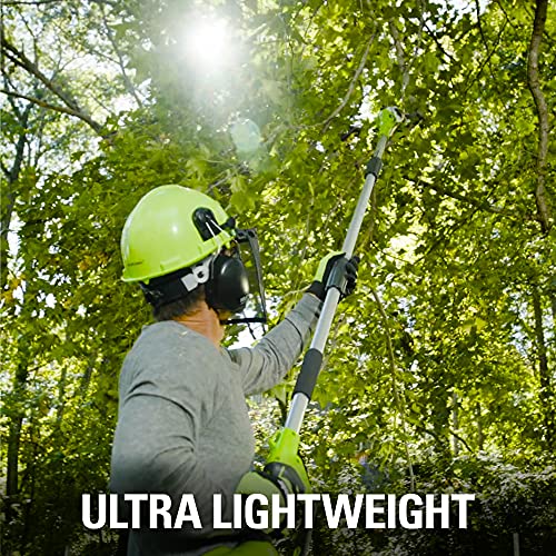 Greenworks 40V Cordless Polesaw & Pole Hedge Trimmer Combo, 8′′ Bar, 20′′ Blade, Dual Action, Automatic Oiler