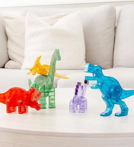 Magna-Tiles Dinosaur Figurine Set, 5 Magnetic Dinosaurs, Movable Parts, STEAM Toy