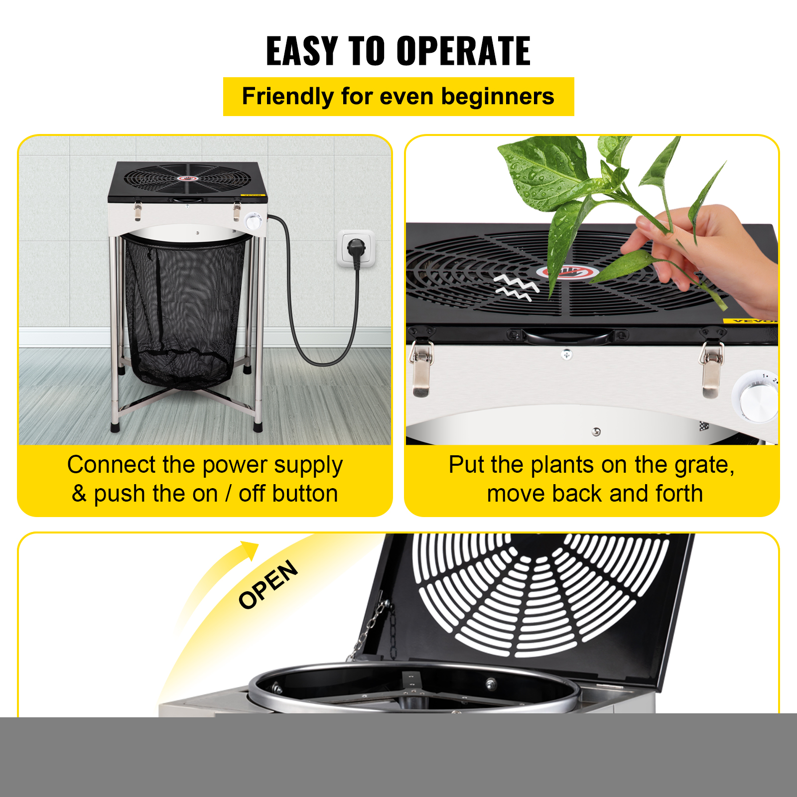 VEVOR 18′′ Electric Bud Leaf Trimmer, 3-Speed Stainless Steel Blades, Dry/Wet Plant Trimming Machine for Flowers & Herbs