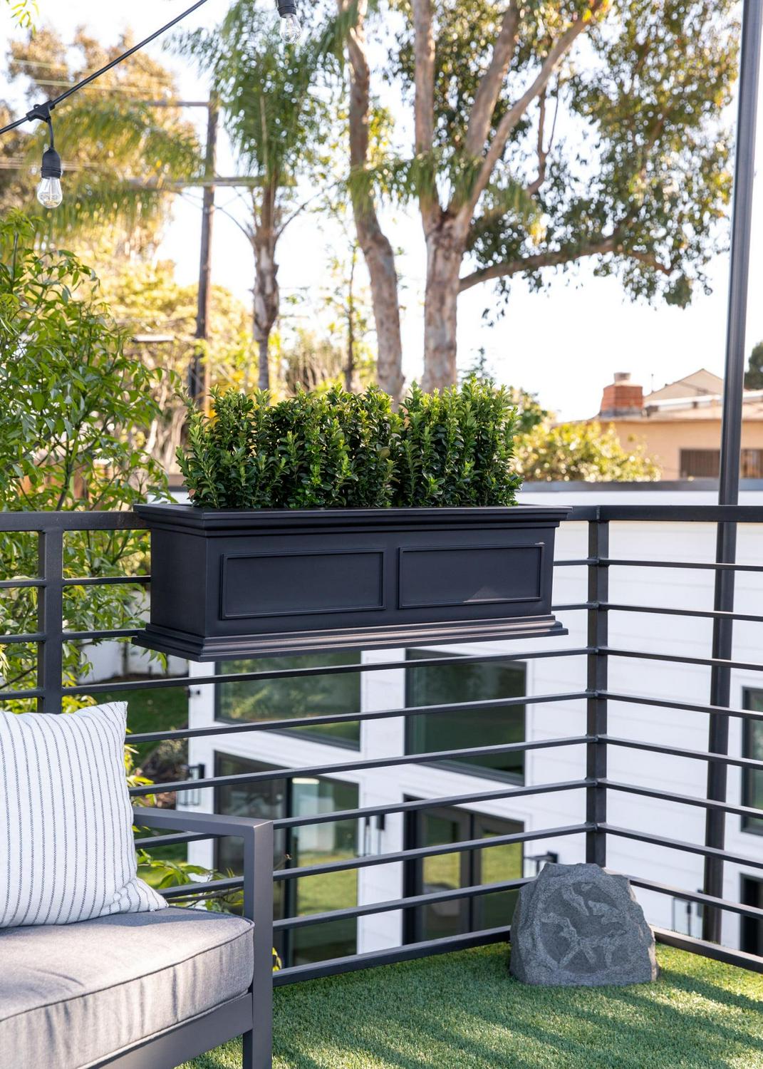 Veradek Brixton 36′′ Black Railing Window Box Planter 2-Pack – Durable, Fade-Resistant, with Drainage Holes