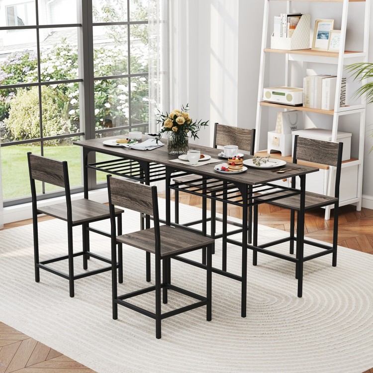 Dining Table Set with Metal Frame and Storage Rack