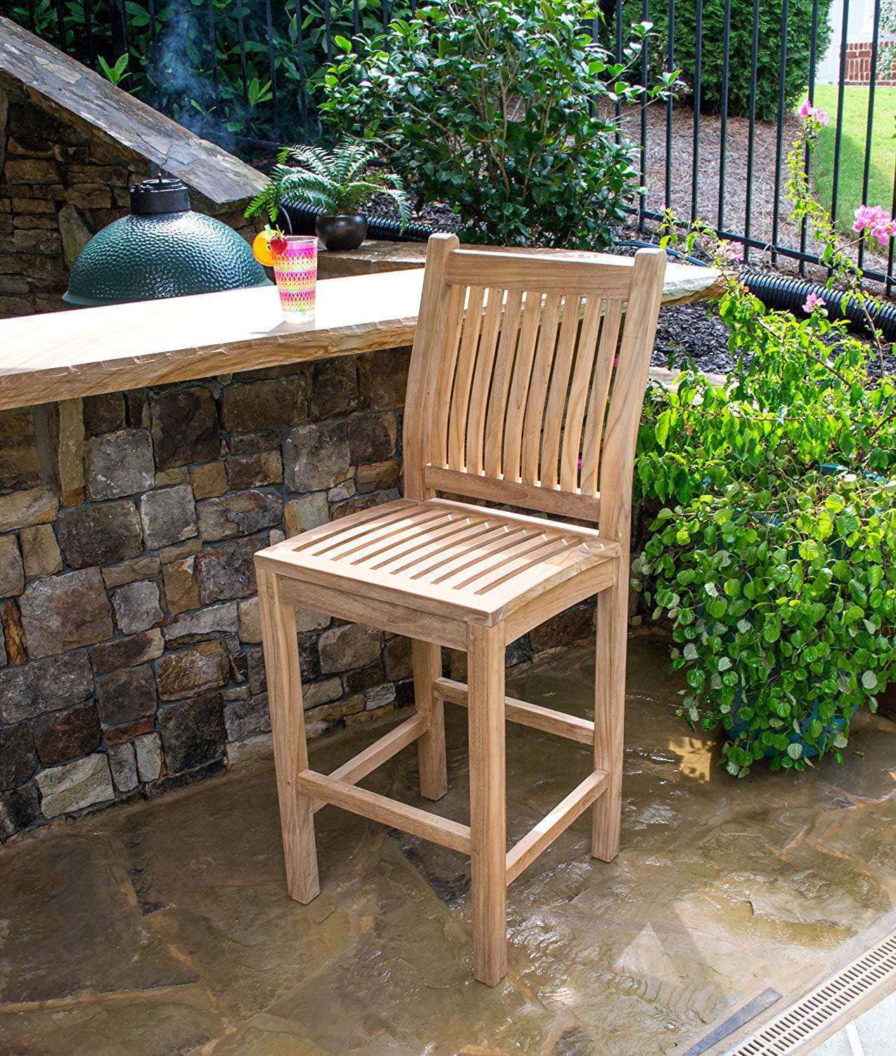 Tortuga Outdoor Jakarta Teak Bar Chair Set of 2 – Durable, Eco-Friendly, Smooth Finish