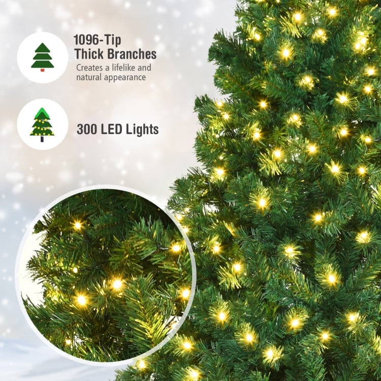 7/7.5/8 Feet Pre-lit Artificial Natural Christmas Tree with LED Lights