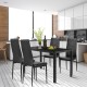 5 Pieces Kitchen Dining Set with Glass Metal Table and 4 Chairs Breakfast Furniture
