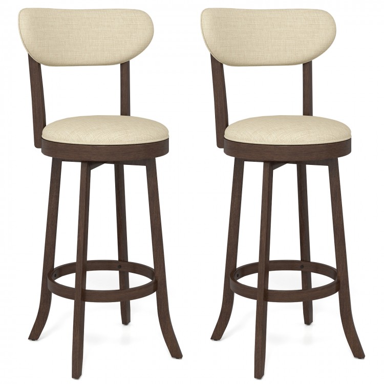 30.5 Inch Bar Height Chairs Set of 2 Swivel High Barstool with Padded Seat and Backrest