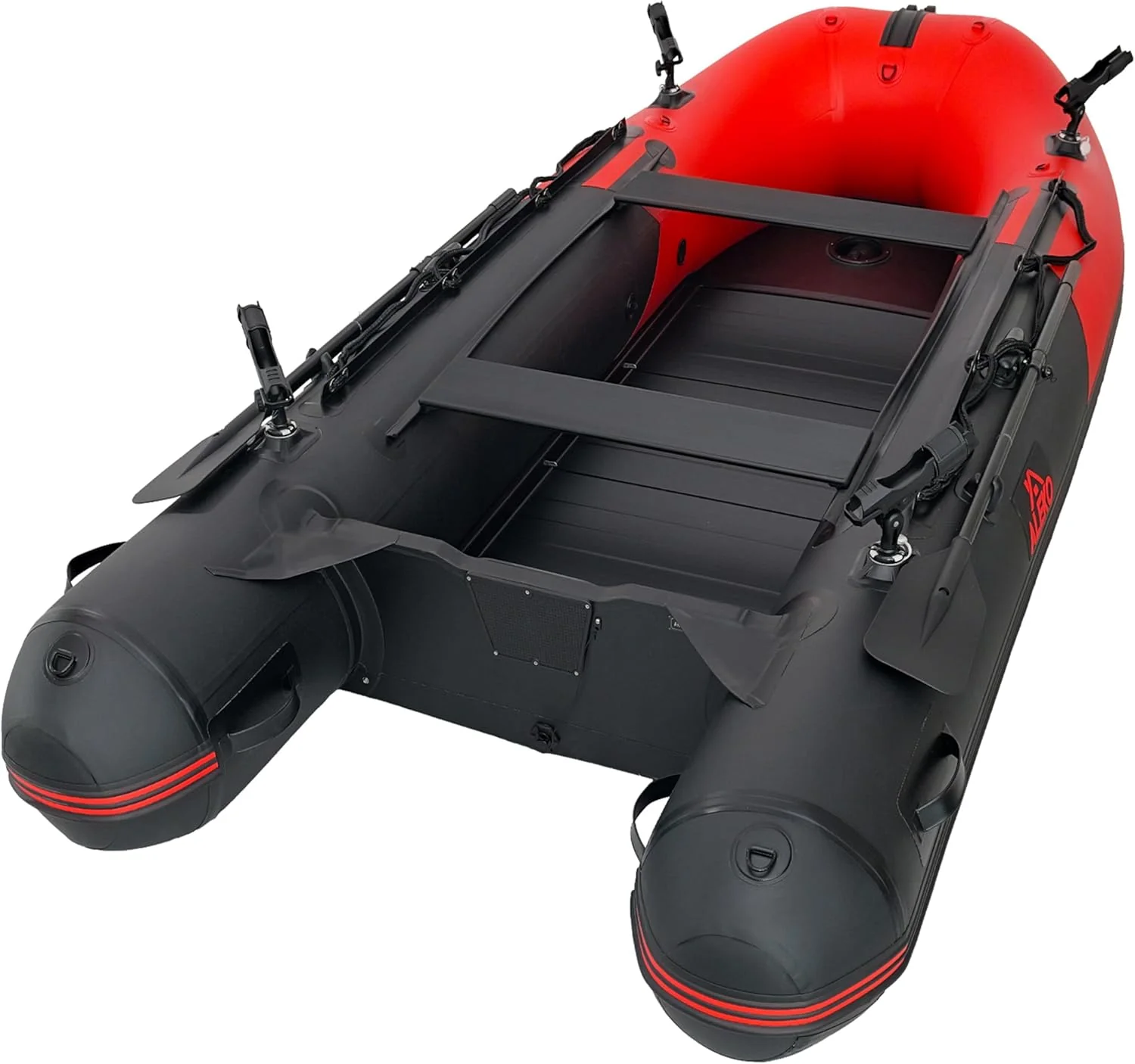 Inflatable Boat | Yacht Dinghy Tender Raft | Multi Person Fishing Boat | Aluminum Floor Oars | Fishing Rod Holders | Heavy-Duty PVC | 2024 Model |