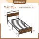 Twin/Full/Queen/King Metal Bed Frame Industrial Platform Bed with Wooden Headboard