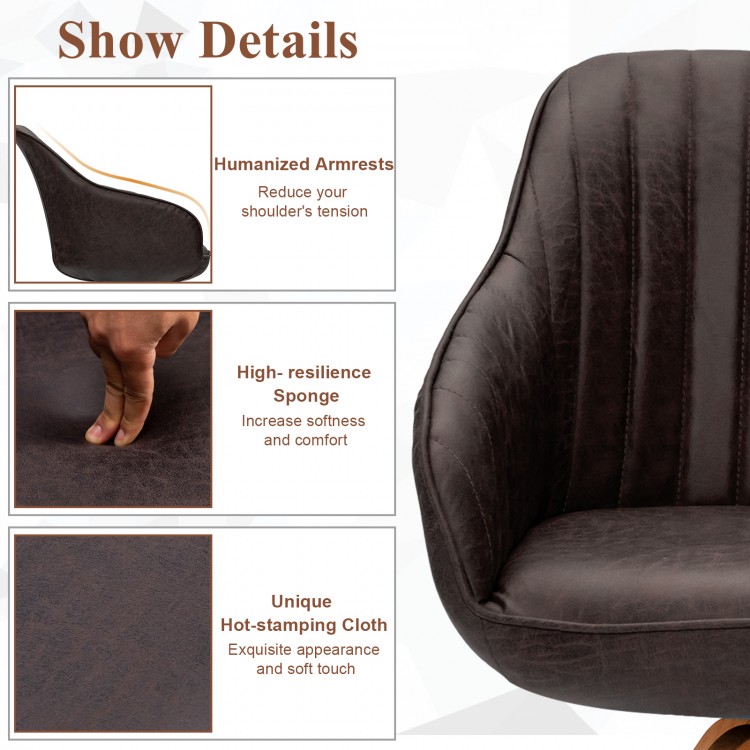 Stylish Swivel Home Office Chair with Solid Wood Legs