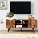 Industrial Retro TV Stand with Storage Cabinets and Open Shelf