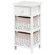 2 Pieces Bedroom Bedside End Table with Drawer Baskets