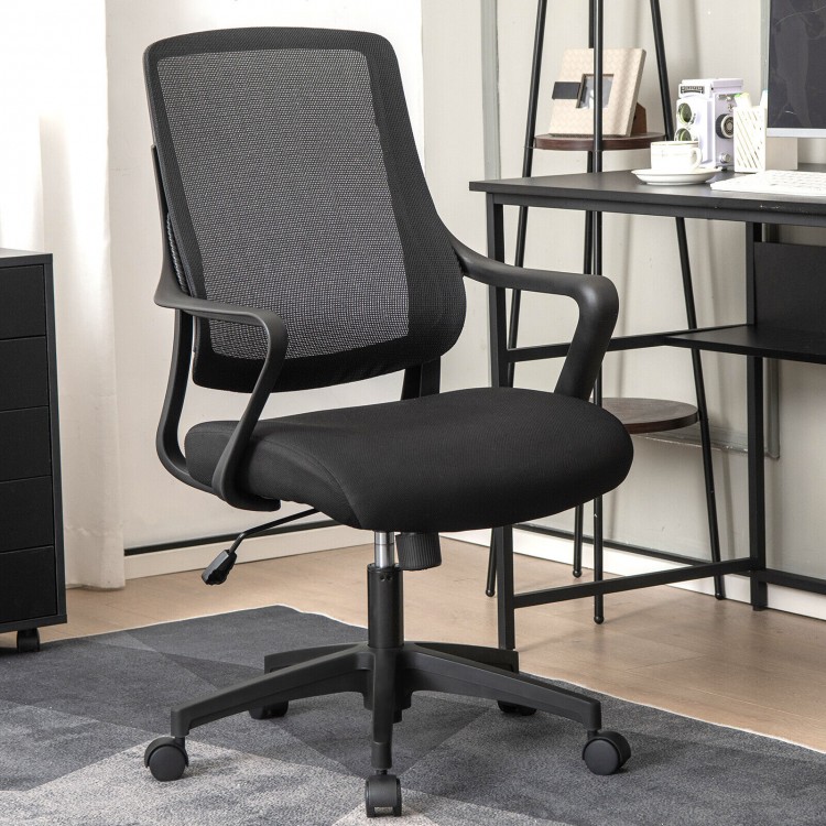 Modern Breathable Mesh Chair with Curved Backrest and Armrest