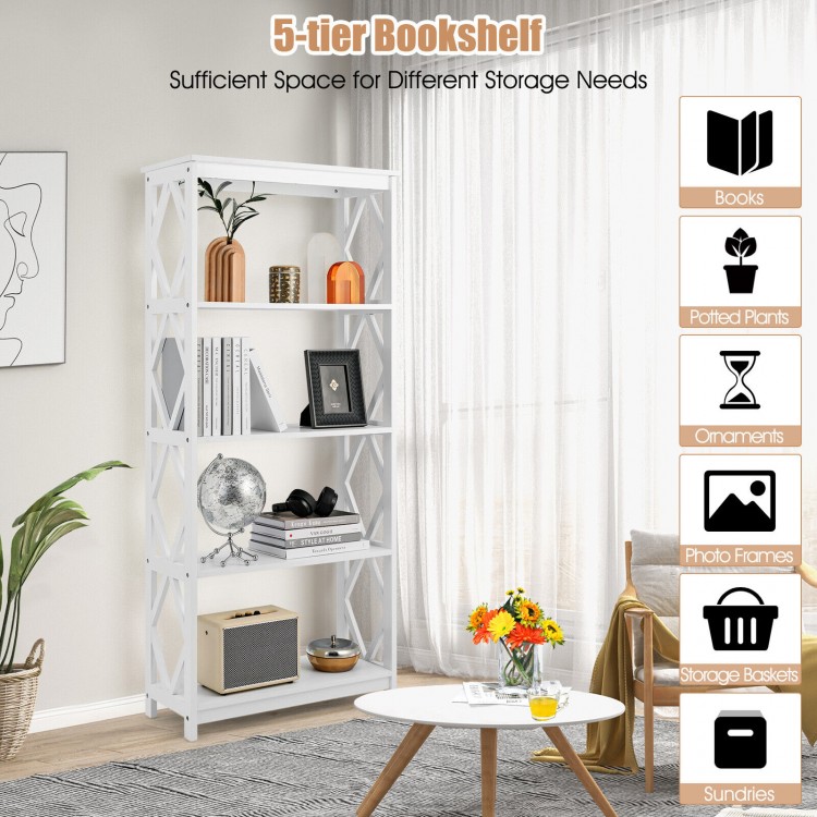 5-Tier Modern Freestanding Bookcase with Open Shelves