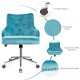 Tufted Upholstered Swivel Computer Desk Chair with Nailed Tri