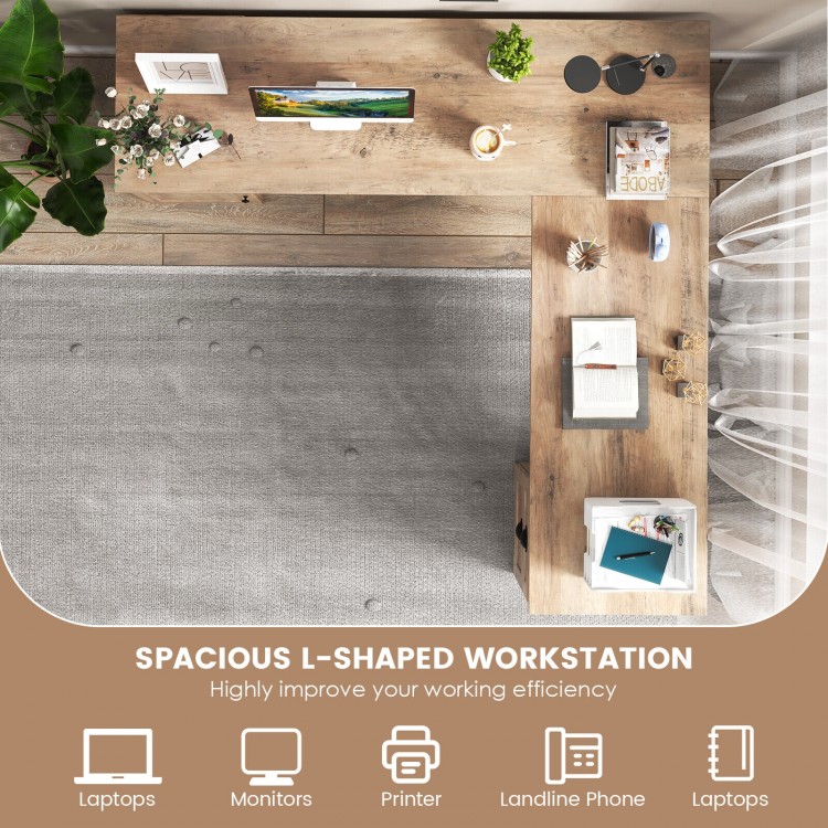 66 Inch L-Shaped Computer Desk