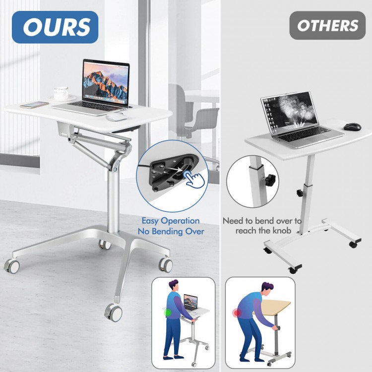 Mobile Standing Laptop Desk with Tablet Holder and 4 Rolling Casters