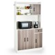 4-Door Freestanding Kitchen Buffet with Hutch and Adjustable Shelves