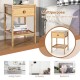 Set of 2 Bamboo End Tables with Drawer and Open Shelf
