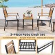 3 Pieces Outdoor Furniture Set Acacia Wood Patio Conversation Set with Cushions