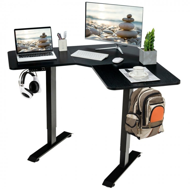 L-shaped Electric Standing Desk with 4 Memory Positions and LCD Display