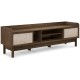 Sliding Door TV Stand for 65 Inch TV with Woven Doors