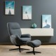 Upholstered Swivel Lounge Chair with Ottoman and Rocking Footstool