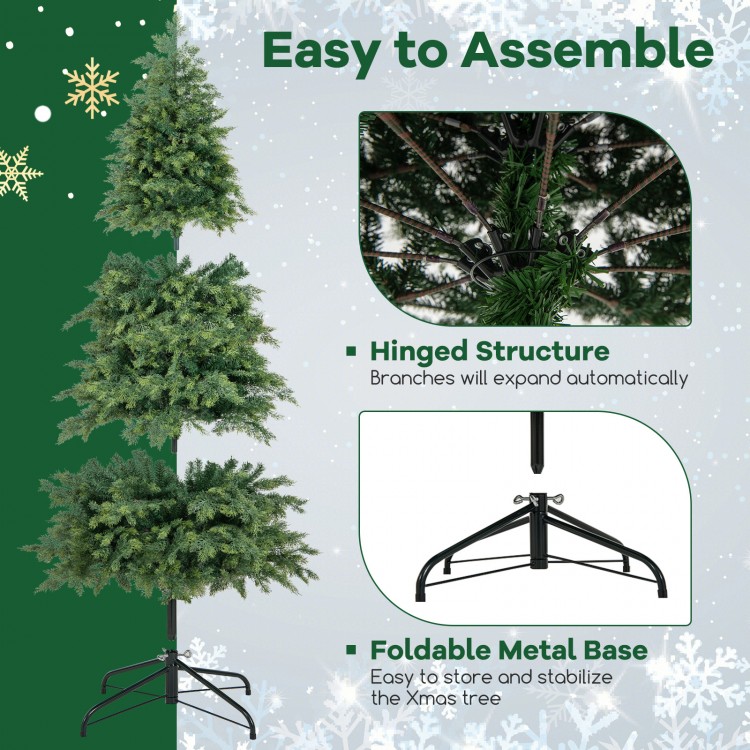 6/7.5 Feet Pre-Lit Artificial Christmas Tree with 11 Modes and Metal Stand