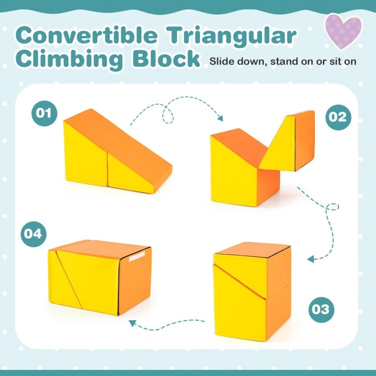 6 Pieces Foam Climbing Blocks Soft Play Climbing for Toddlers with Tunnel