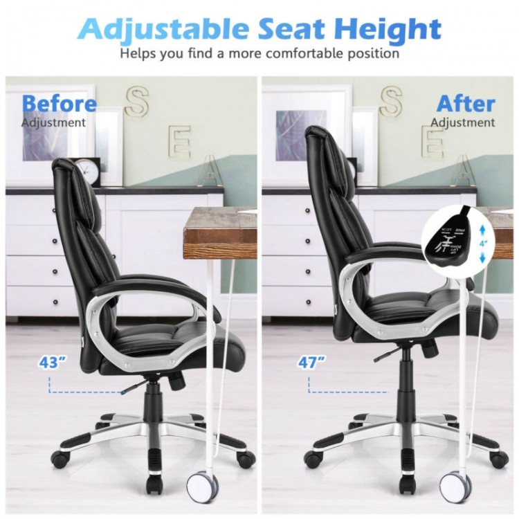Big and Tall Adjustable High Back Leather Executive Computer Desk Chair