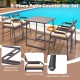 5 Piece Rattan Counter Set with 4 Stools and Polywood Bar Table