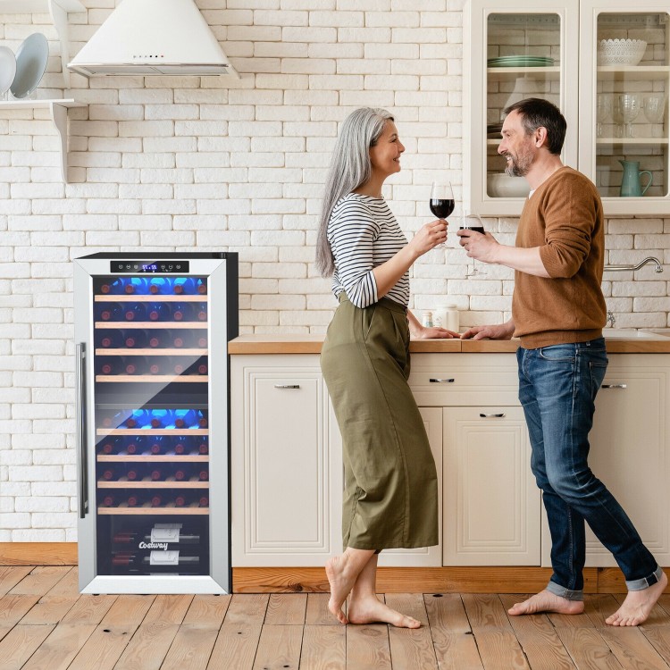 43 Bottle Wine Cooler Refrigerator Dual Zone Temperature Control with 8 Shelves