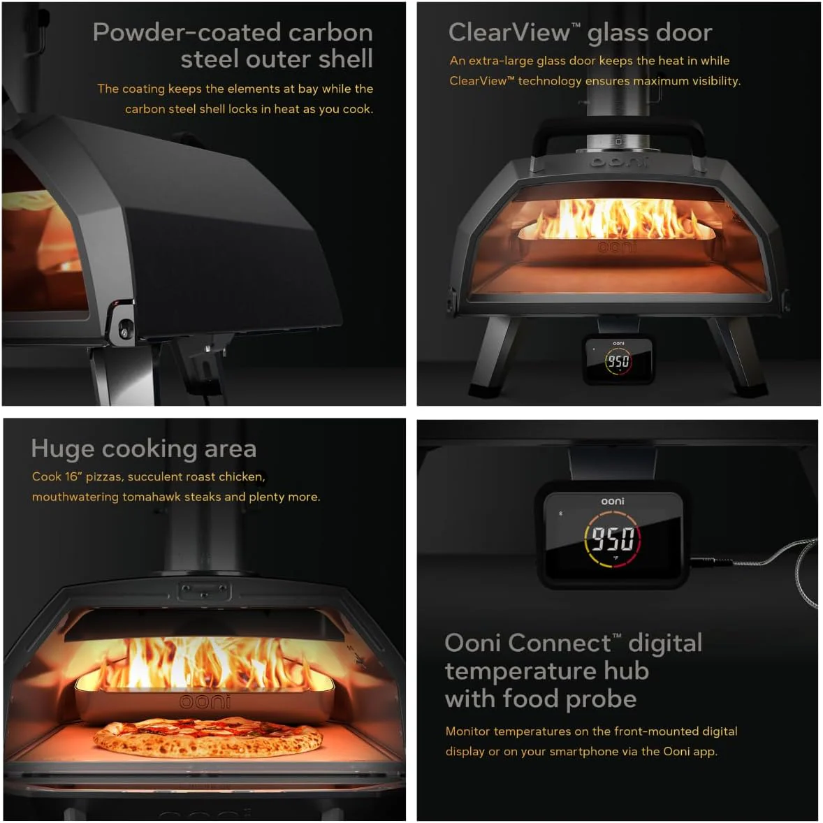 Ooni Karu 12 Multi-Fuel Outdoor Pizza Oven – 12 Inch Pizzas in 60 Seconds - Portable Wood and Gas Fired Pizza Oven with Pizza Stone, Dual Fuel Ooni Pizza Oven