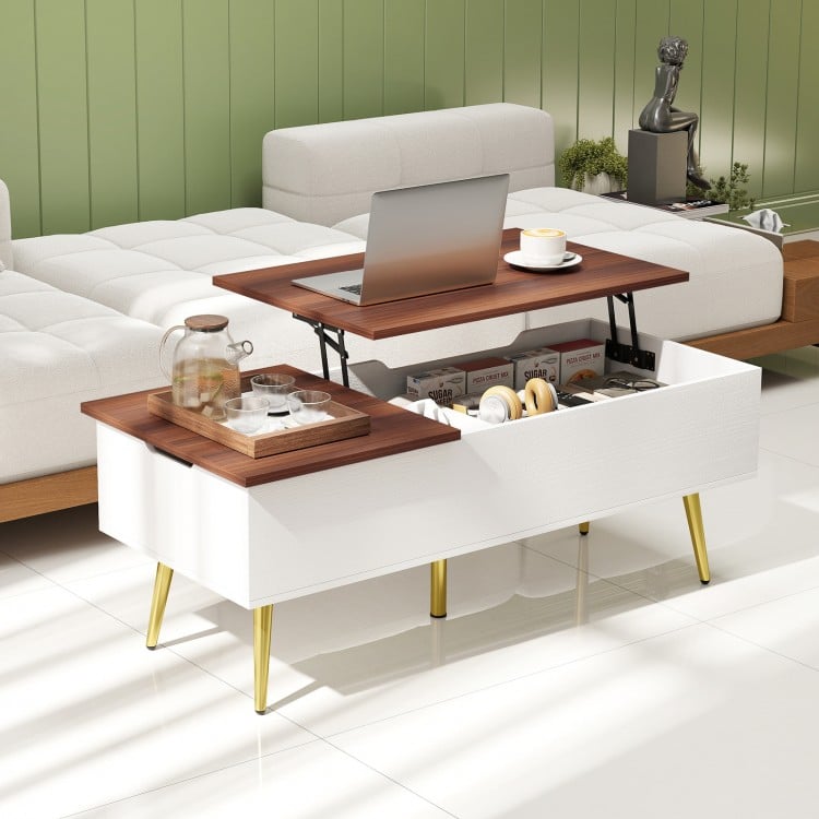 47 Inch Lift Top Coffee Table with 2 Hidden Compartments