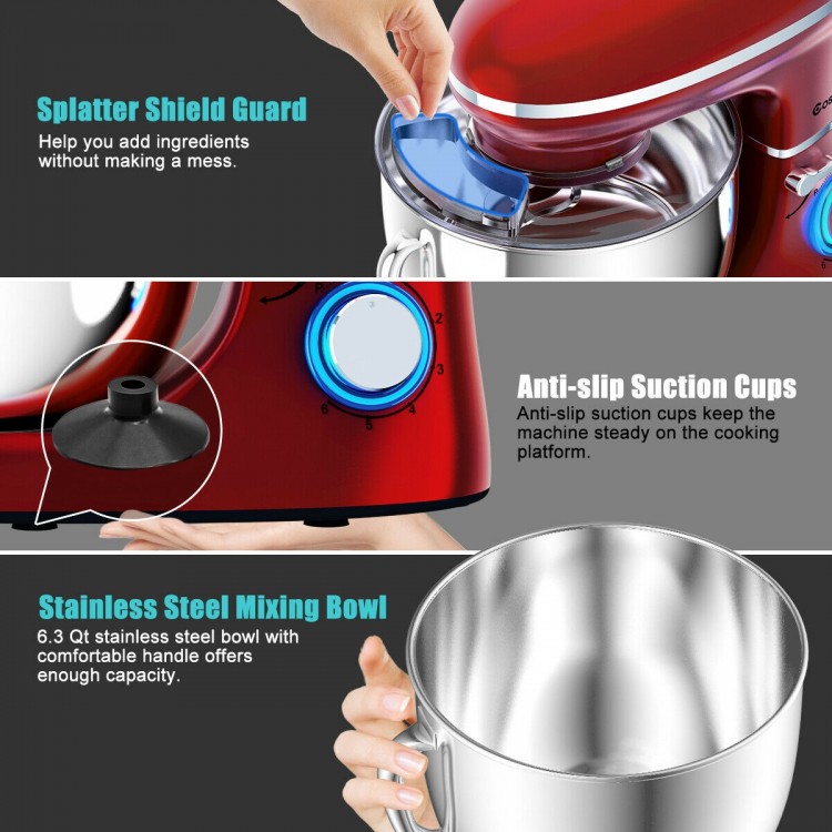 6.3 Quart Tilt-Head Food Stand Mixer 6 Speed 660W