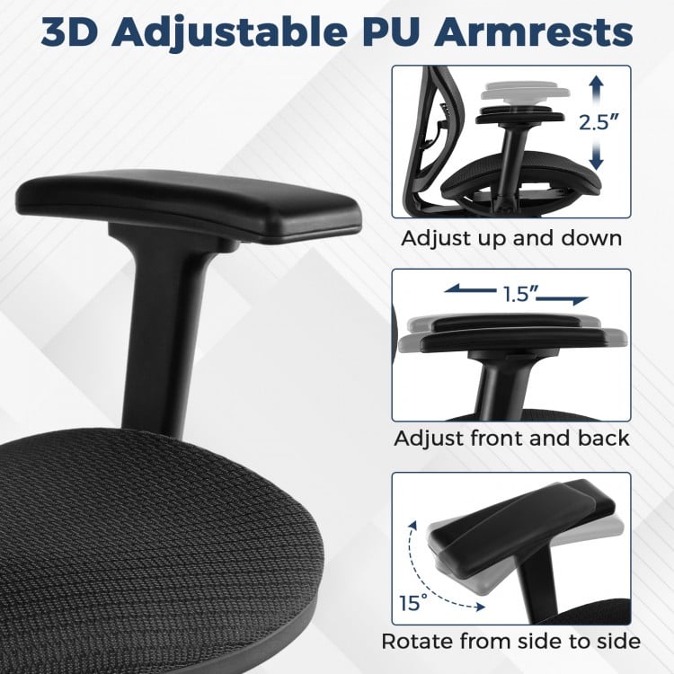 High-Back Mesh Executive Chair with Sliding Seat and Adjustable Lumbar Support