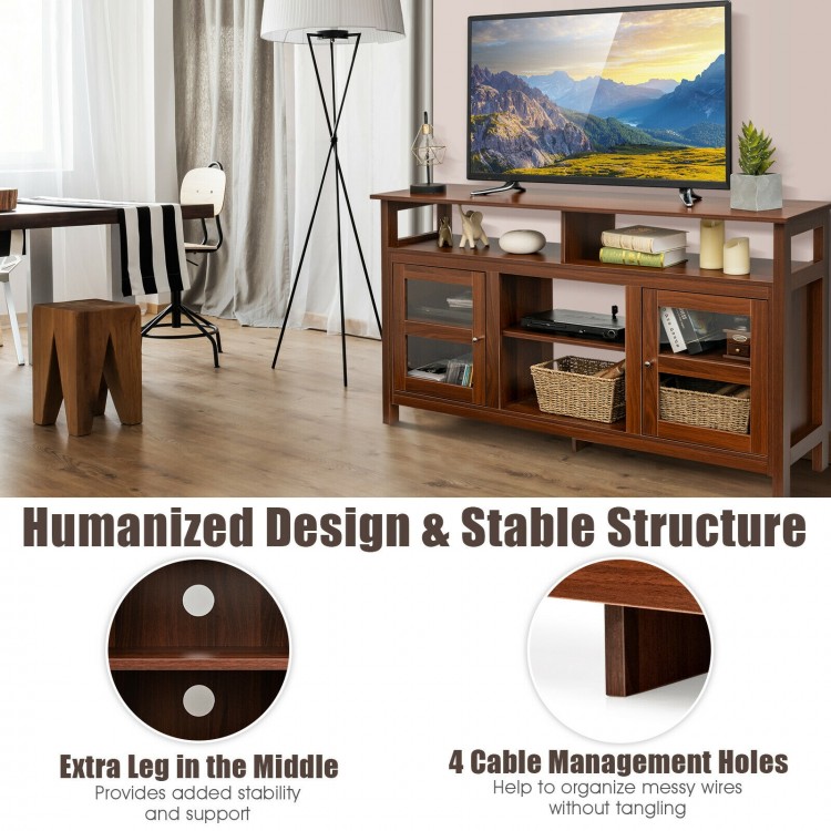 58 Inch TV Stand with 2 Cabinets for Flat Screen TVs up to 65 Inch