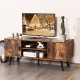 Industrial Retro TV Stand with Storage Cabinets and Open Shelf