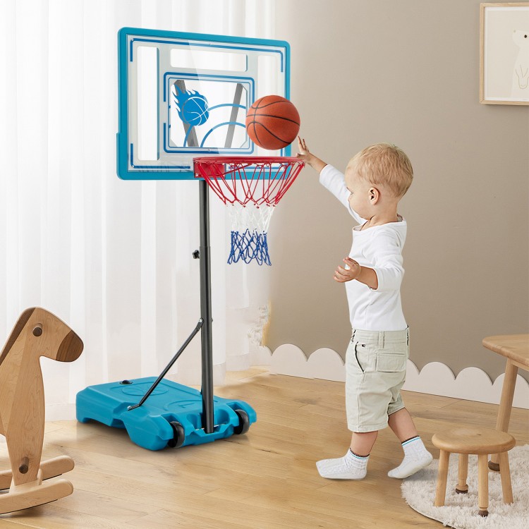 3.8-4.4 Feet Height Adjustable Pool Basketball Hoop for Kids Teens and Adults