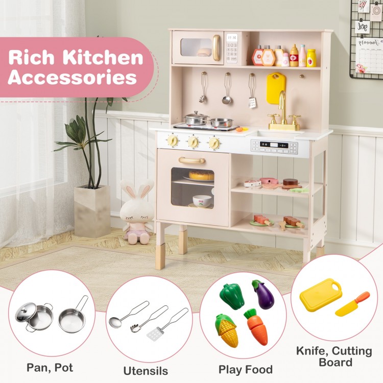 Play Kitchen Height Adjustable with Microwave and Lights and Sounds