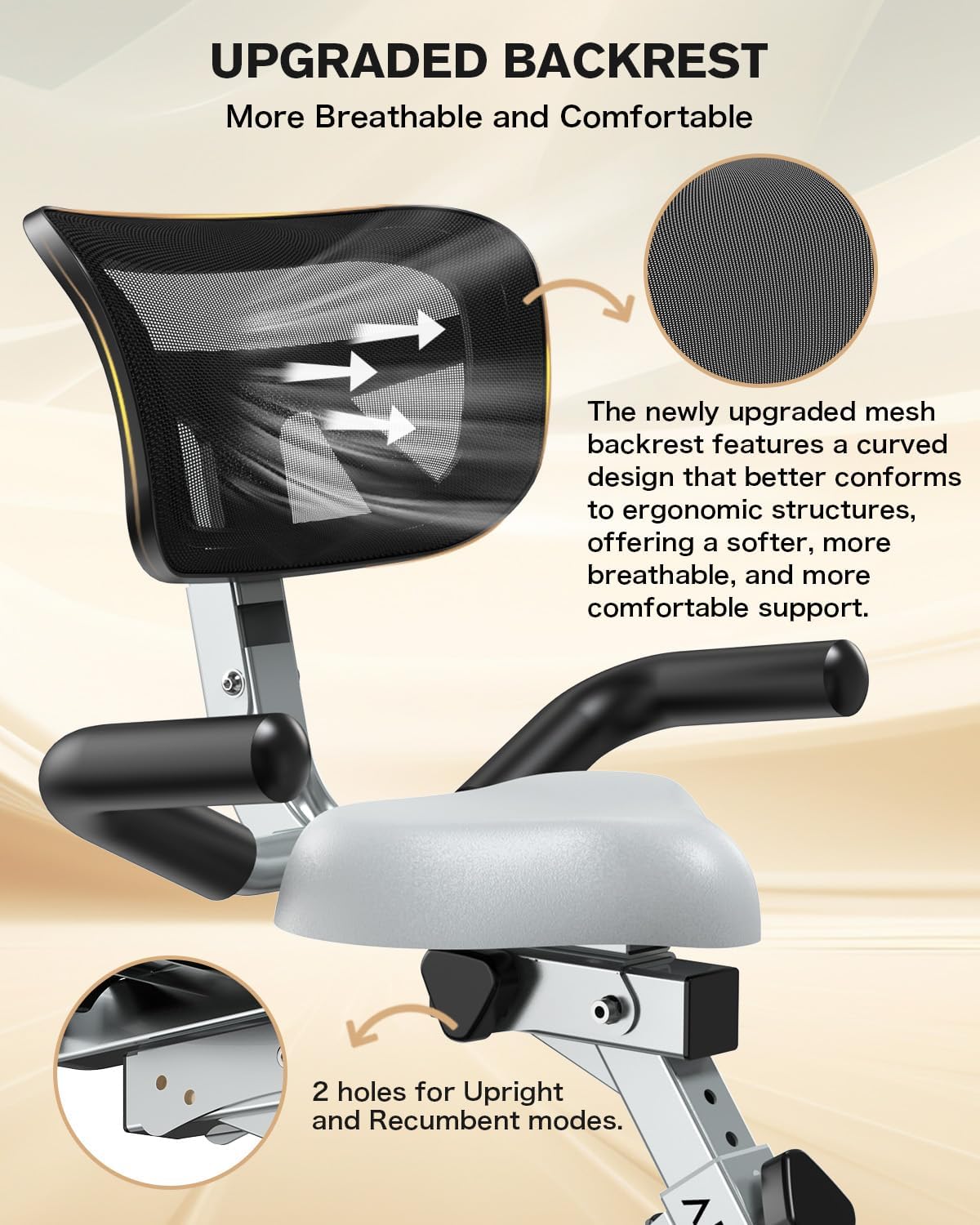 pooboo Folding Exercise Bike, Foldable Fitness Stationary Bike Machine, Upright Indoor Cycling Bike, Magnetic X-Bike with 8-Level Adjustable Resistance, Bottle Holder & Back Support Cushion for Home Gym Workout