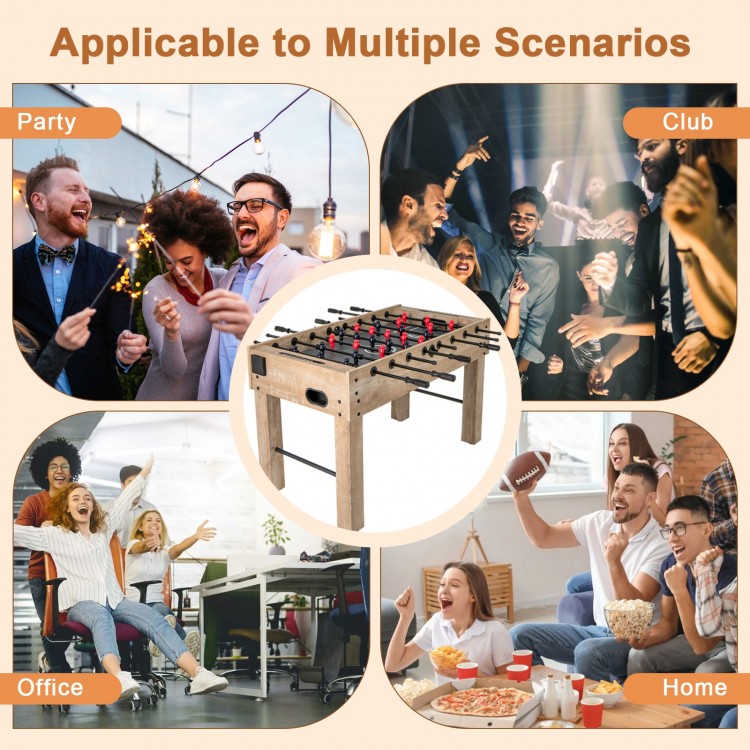 54 Inches Full Size Foosball Table with Legs 2 Balls and 2 Foldable Cup Holders for Kids Teens Adults