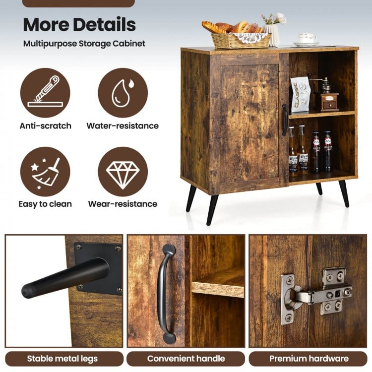 Mid-century Storage Cabinet with Single Door and Adjustable Shelves